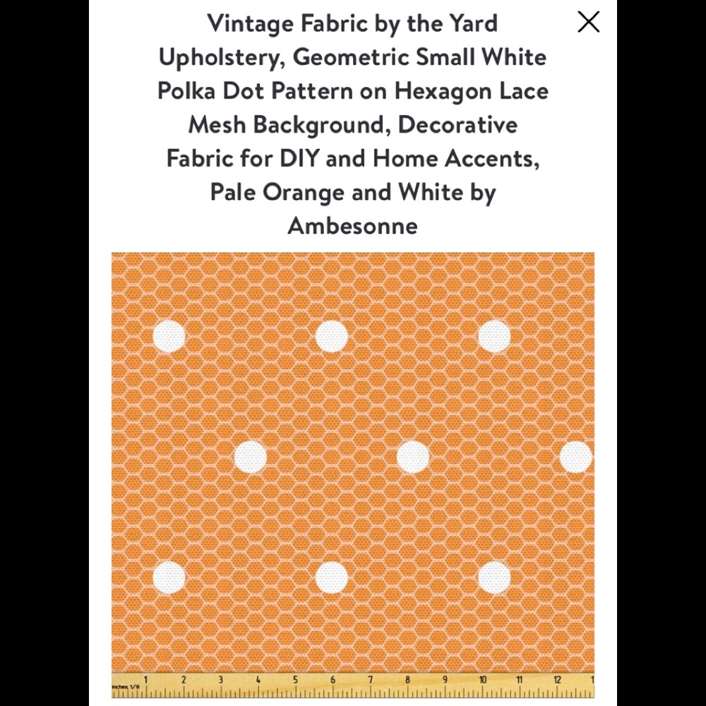 White Polka Dot on Hexagon Lace Mesh Pale Orange